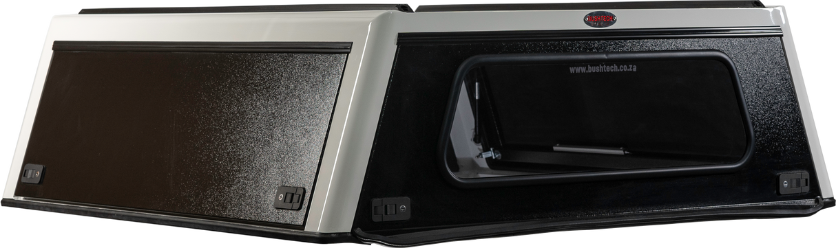 Toyota Hilux 2015-Current Double Cab Canopy with White Frame & Smooth Textured Black Panels