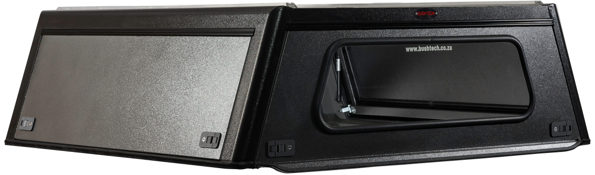 Ford Ranger T6 2012-2022 Double Cab Canopy with Textured Black Frame Smooth Dark Grey Panels