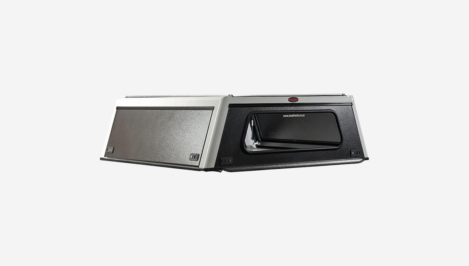 Toyota Hilux 2015-Current Double Cab Canopy with White Frame & Smooth Dark Grey Panels